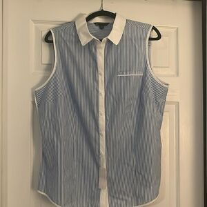 NWT 16 Brooks Brothers blue & white striped sleeveless shirt